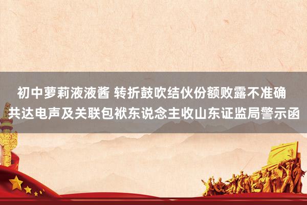 初中萝莉液液酱 转折鼓吹结伙份额败露不准确 共达电声及关联包袱东说念主收山东证监局警示函