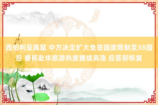 西伯利亚属鼠 中方决定扩大免签国度限制至38国后 番邦赴华旅游热度握续高涨 应答部恢复