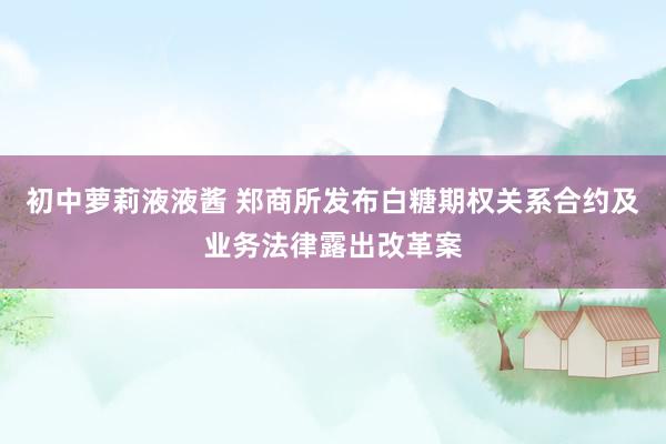 初中萝莉液液酱 郑商所发布白糖期权关系合约及业务法律露出改革案